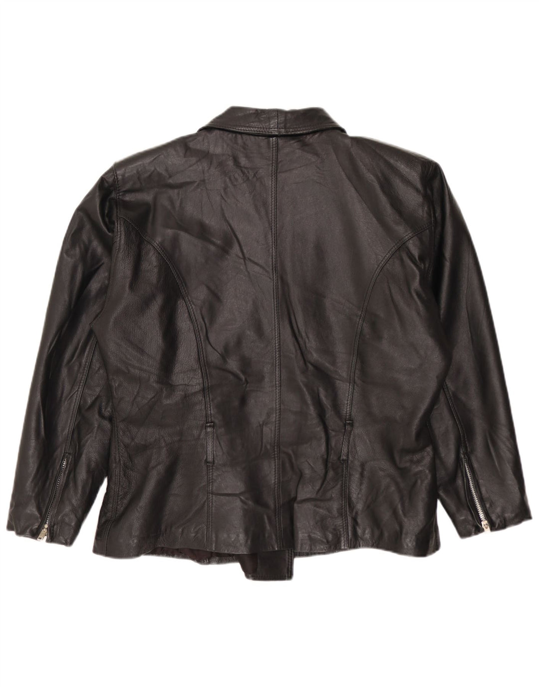 Vintage Womens Leather Biker Jacket UK 14 Medium Black