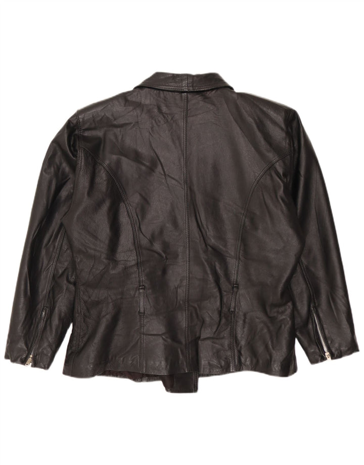 Vintage Womens Leather Biker Jacket UK 14 Medium Black
