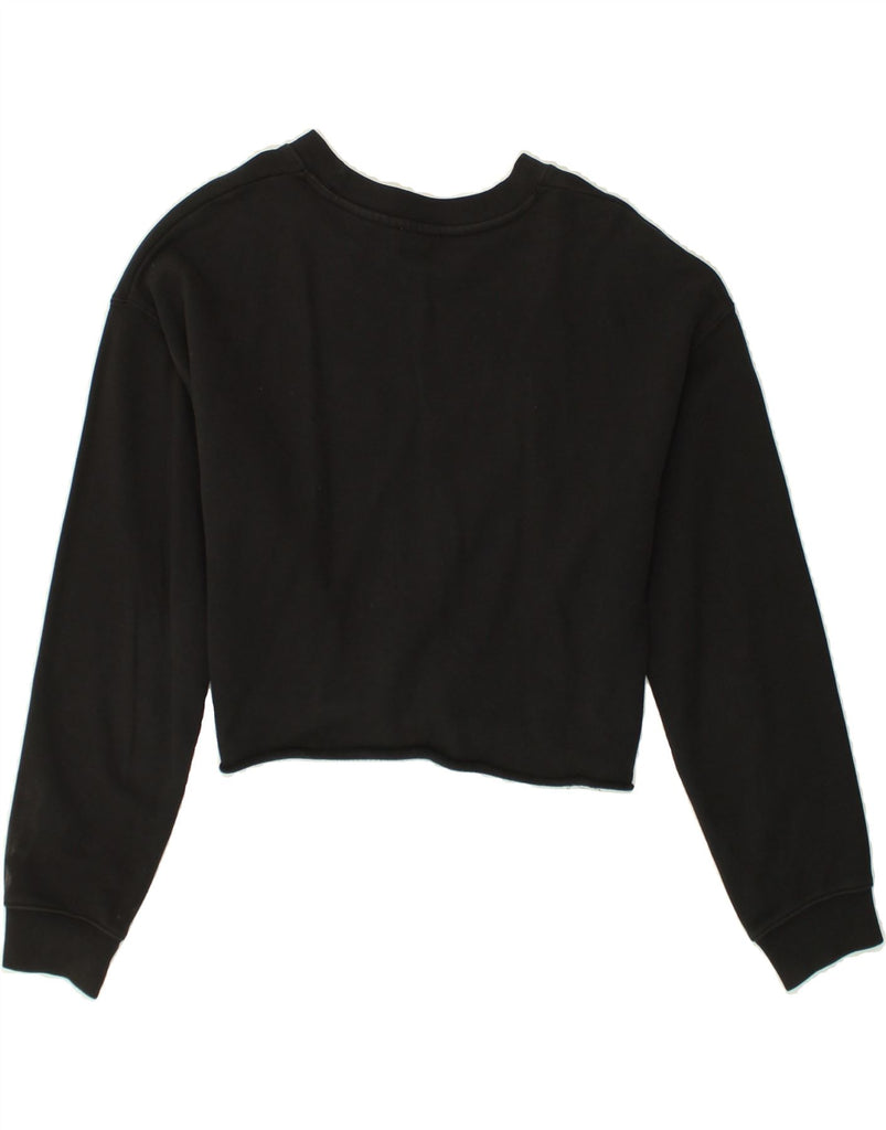 LEVI'S Womens Crop Graphic Sweatshirt Jumper UK 14 Medium Black Cotton | Vintage Levi's | Thrift | Second-Hand Levi's | Used Clothing | Messina Hembry 