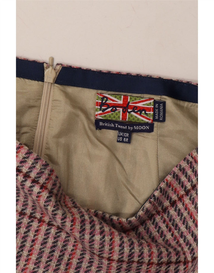 BODEN Womens A-Line Skirt UK 10 Small W30  Pink Check Wool