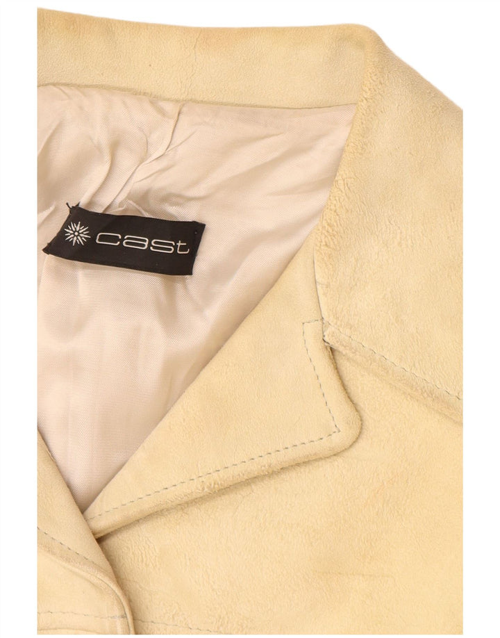 Vintage Womens Suede Jacket UK 12 Medium Beige Leather