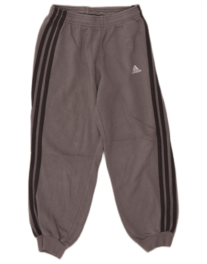Adidas Boys Tracksuit Trousers Joggers 7-8 Years Grey Cotton