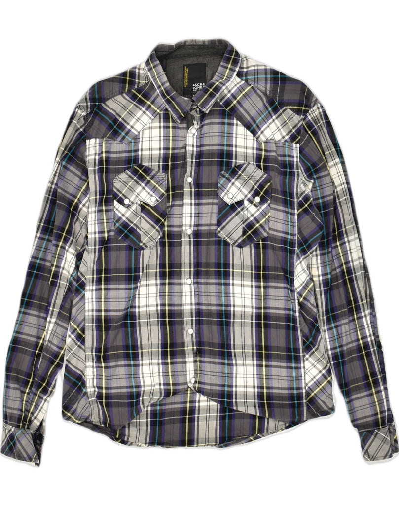 JACK & JONES Mens Shirt XL Grey Check Cotton | Vintage Jack & Jones | Thrift | Second-Hand Jack & Jones | Used Clothing | Messina Hembry 