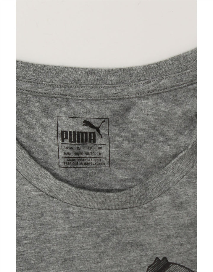 Puma Mens Graphic T-Shirt Top Medium Grey Flecked