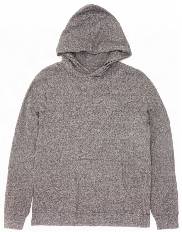Marks & Spencer Boys Hoodie Jumper 13-14 Years Grey Flecked Cotton