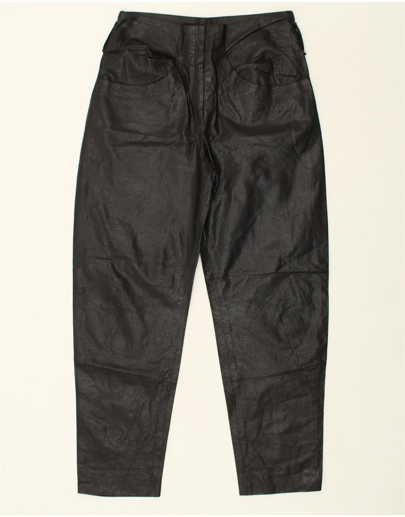 VERA PELLE Womens Tapered Trousers IT 44 Medium W30 L28  Black Leather | Vintage Vera Pelle | Thrift | Second-Hand Vera Pelle | Used Clothing | Messina Hembry 