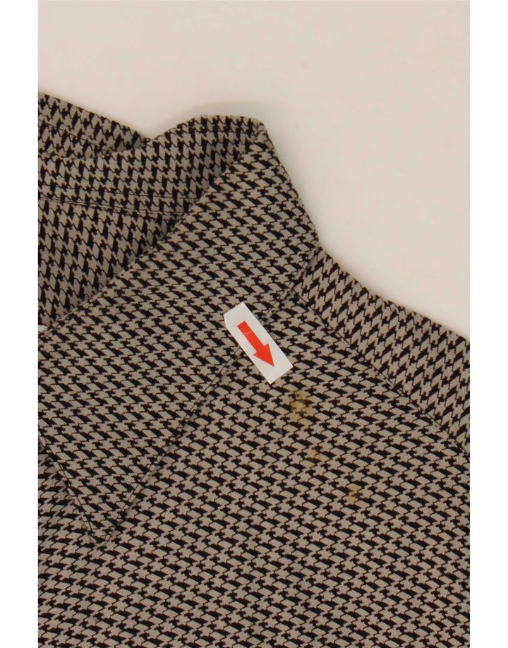 Vintage Mens Shirt Large Grey Houndstooth Viscose