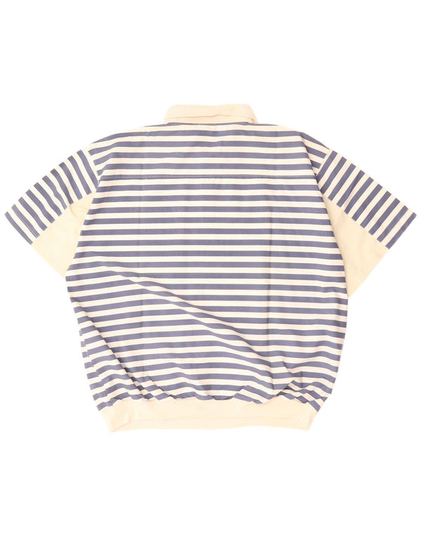 VINTAGE Mens Short Sleeve Pullover Shirt IT 52/54 Large Blue Striped