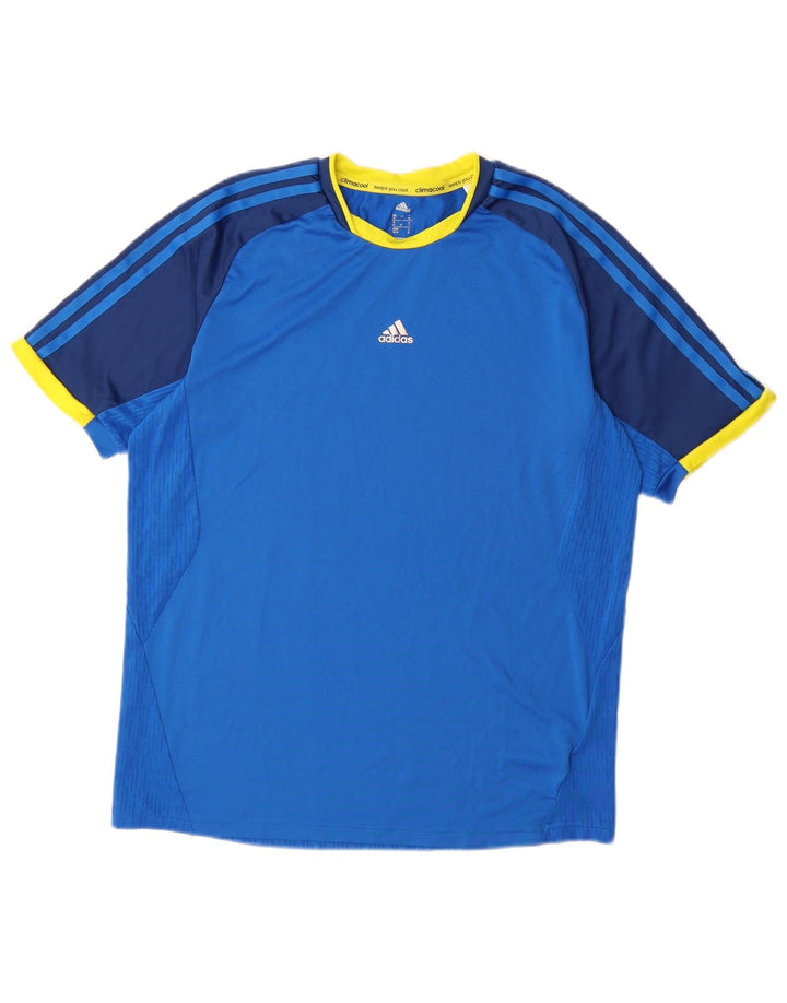 Adidas Mens Climacool T-Shirt Top Medium Blue Colourblock Polyester