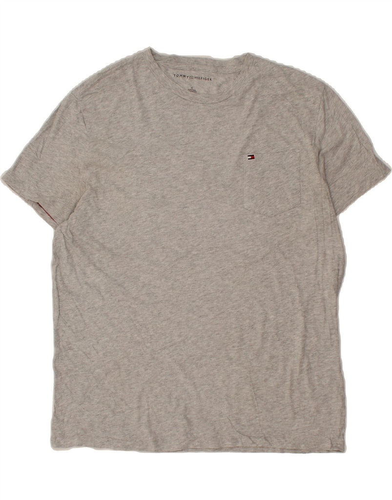 TOMMY HILFIGER Mens T-Shirt Top Medium Grey Flecked Cotton Vintage Tommy Hilfiger and Second-Hand Tommy Hilfiger from Messina Hembry 