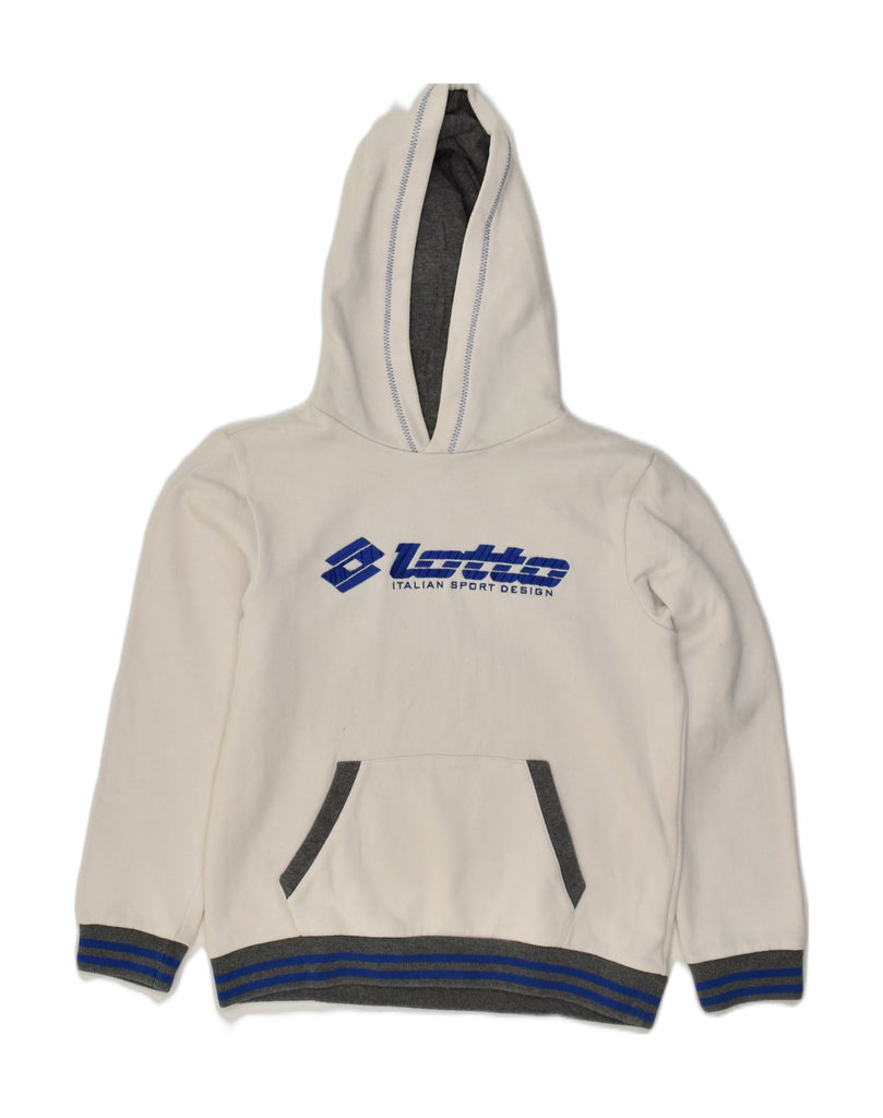 LOTTO Boys Graphic Hoodie Jumper 11-12 Years Medium  White Cotton | Vintage Lotto | Thrift | Second-Hand Lotto | Used Clothing | Messina Hembry 