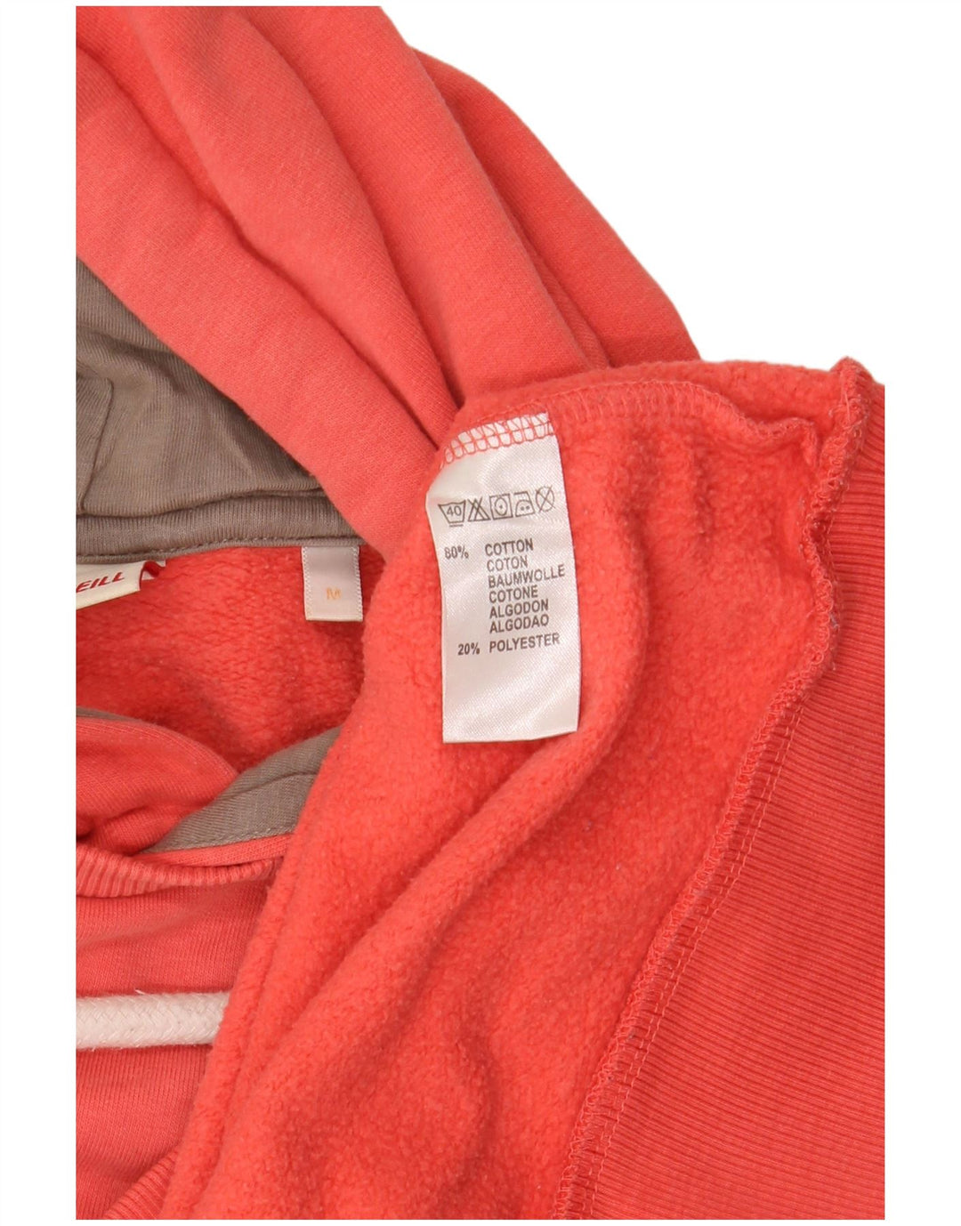 O'NEILL Womens Graphic Hoodie Jumper UK 14 Medium Orange Cotton