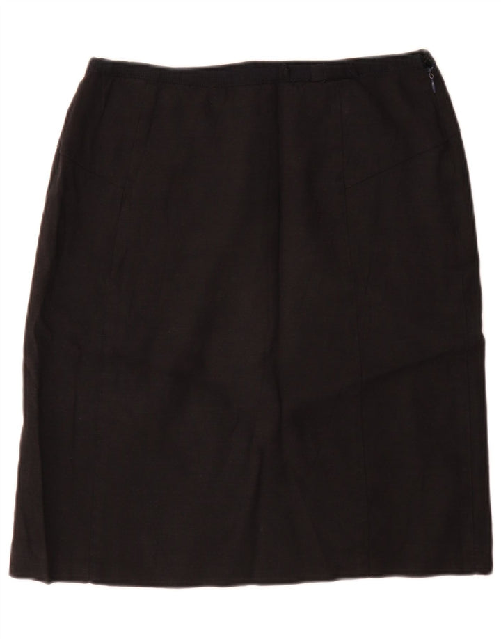 Jigsaw Womens Straight Skirt UK 12 Medium W28 Black Linen