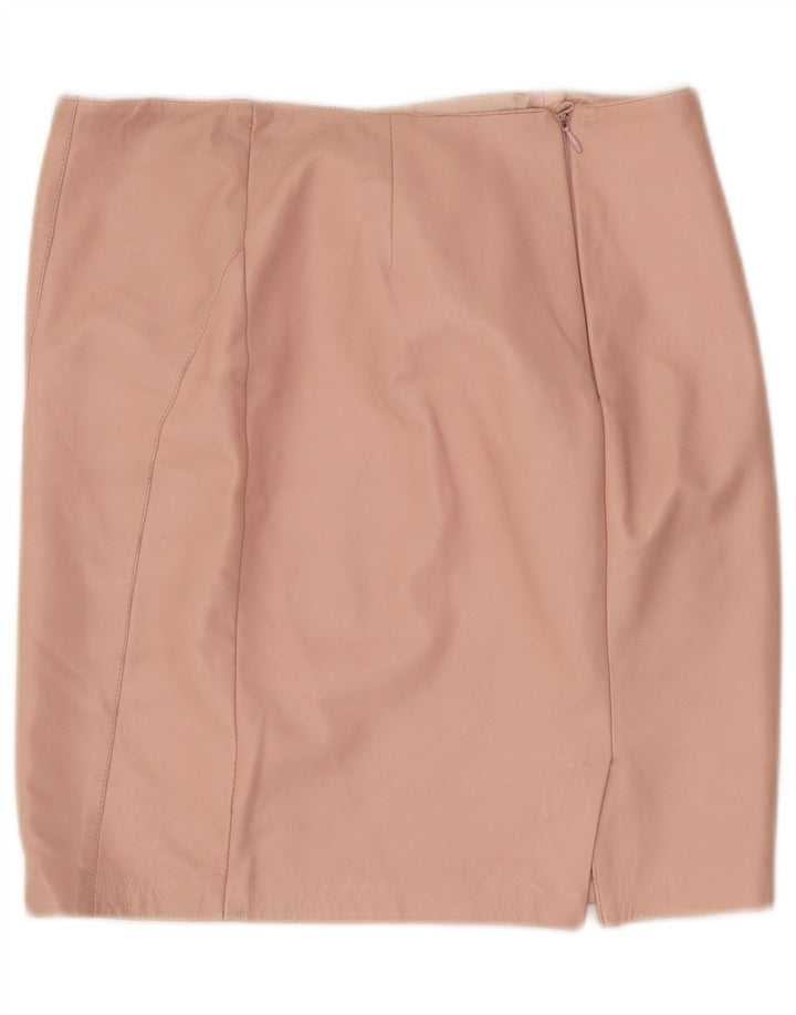 Vintage Womens Leather Skirt W32 Large Pink