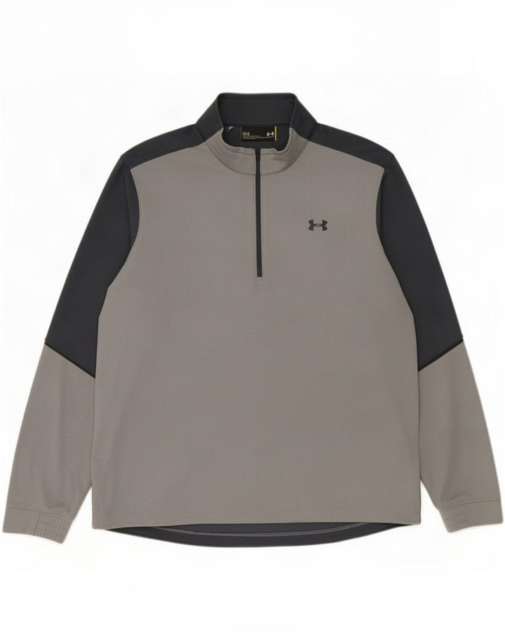 Under Armour Mens Graphic Pullover Tracksuit Top Large Grey Colourblock