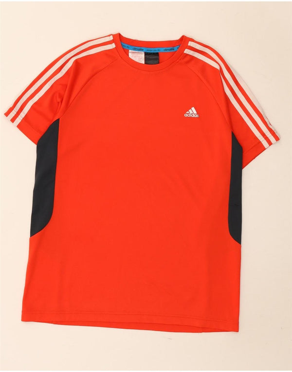 Adidas Boys Climalite T-Shirt Top 15-16 Years Red Colourblock