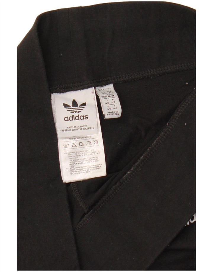 ADIDAS Womens Leggings UK 14 Medium Black Cotton
