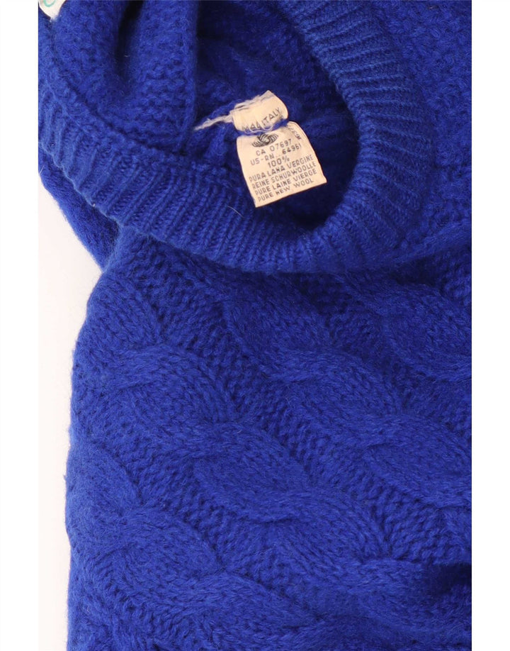 Benetton Mens Crew Neck Jumper Sweater IT 50 Medium Blue Wool