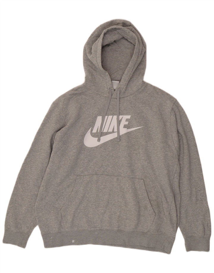 Nike Mens Graphic Hoodie Jumper XL Grey Cotton
