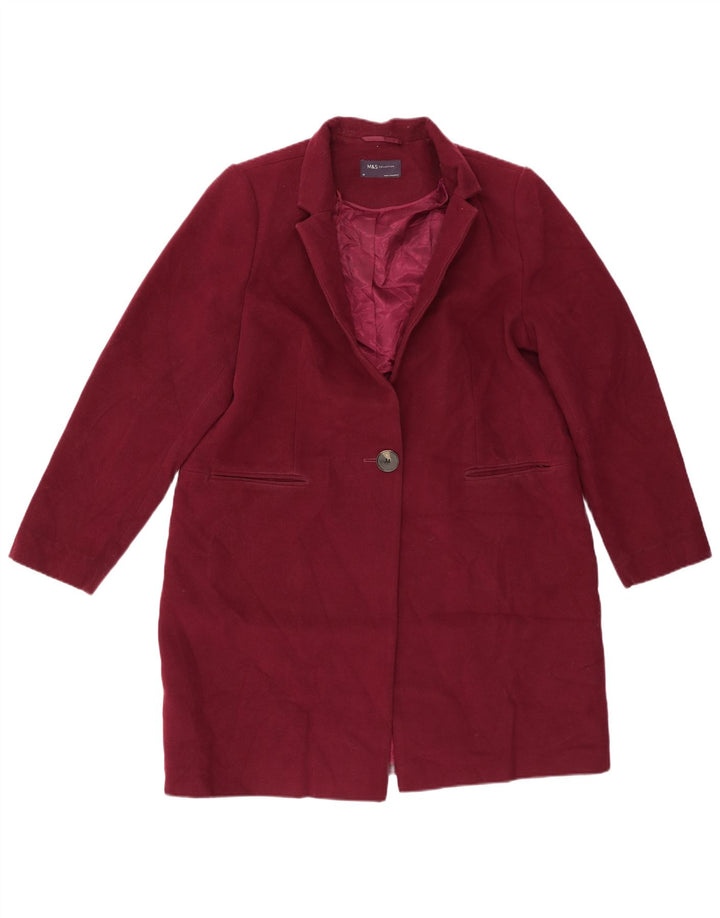 Marks & Spencer Womens Overcoat UK 16 Large Purple Polyester