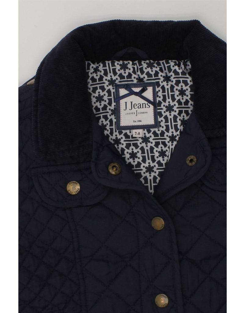 JASPER CONRAN Girls Quilted Jacket 7-8 Years Navy Blue Polyester | Vintage Jasper Conran | Thrift | Second-Hand Jasper Conran | Used Clothing | Messina Hembry 