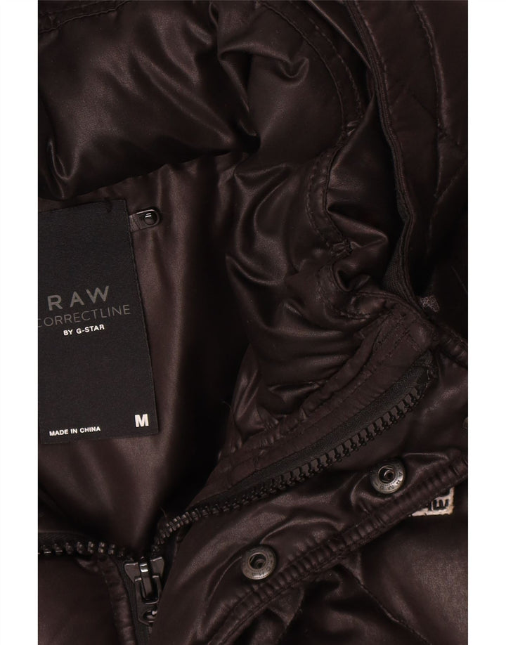 G-Star Mens Hooded Padded Jacket UK 38 Medium Black Polyester