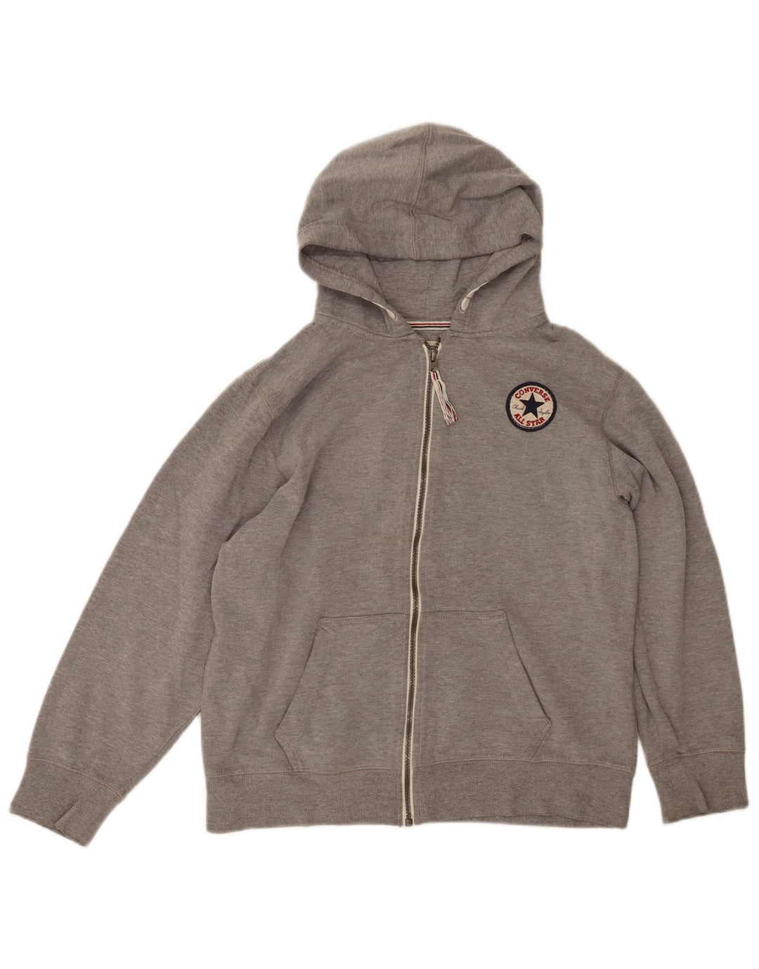 CONVERSE Girls Zip Hoodie Sweater 13-14 Years XL Grey Cotton