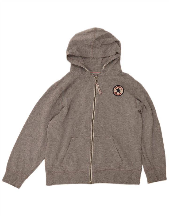 CONVERSE Girls Zip Hoodie Sweater 13-14 Years XL Grey Cotton