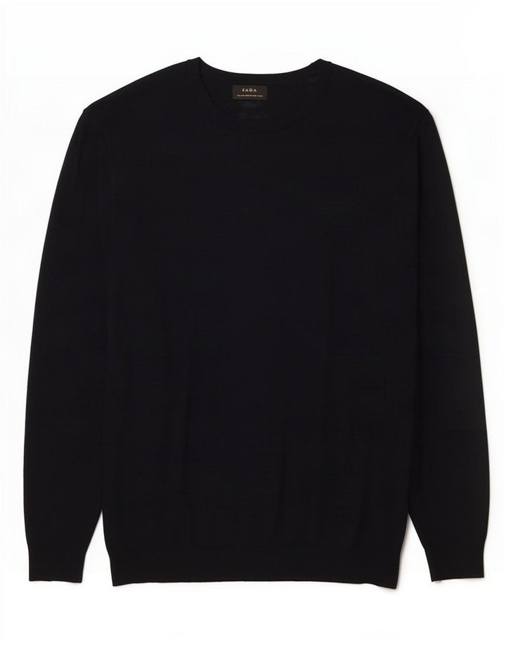 Zara Mens Crew Neck Jumper Sweater Large Navy Blue