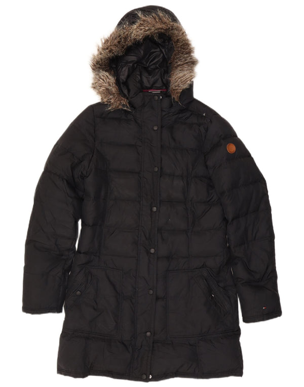 Tommy Hilfiger Womens Hooded Loose Fit Padded Coat UK 14 Medium Black
