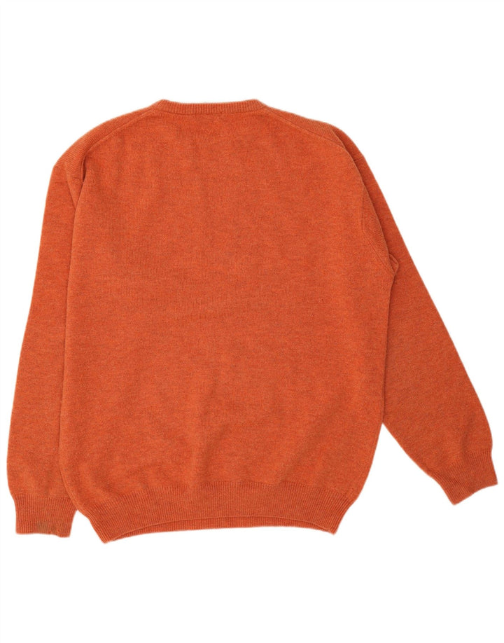 Gant Mens Crew Neck Jumper Sweater XL Orange Lambswool