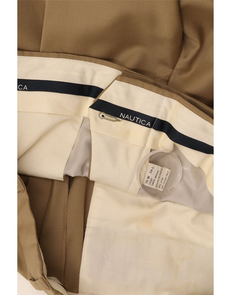 NAUTICA Mens Pegged Suit Trousers W36 L34 Beige Wool Vintage Nautica and Second-Hand Nautica from Messina Hembry 