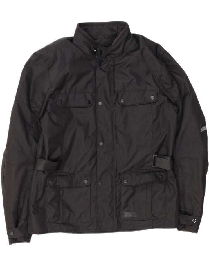 Vintage Mens Moto Racer Utility Jacket UK 44 2XL Black Polyester