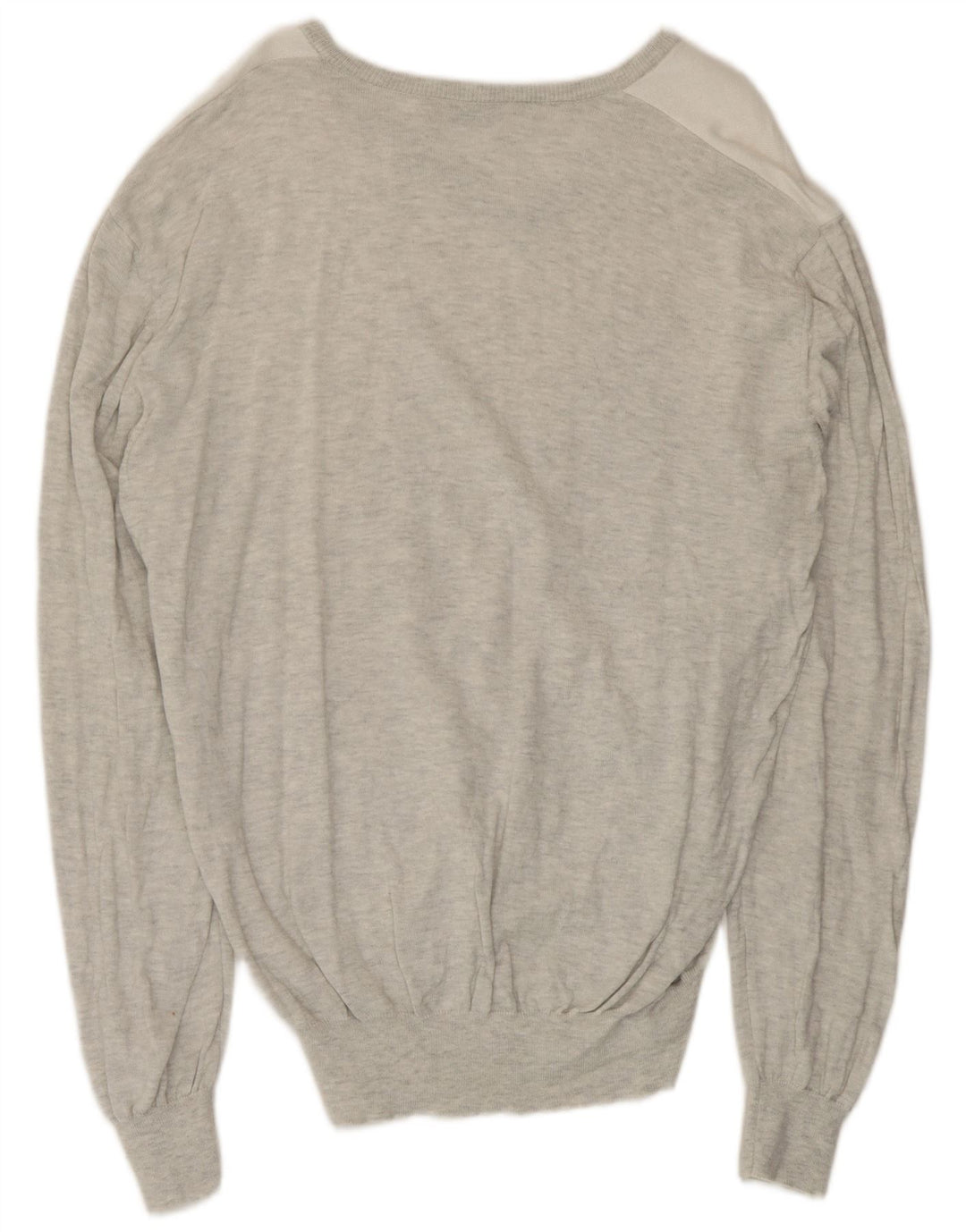Luigi Bianchi Mens V-Neck Jumper Sweater Medium Grey Argyle/Diamond Cotton