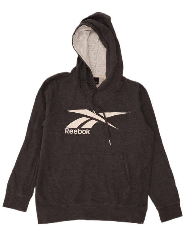 Reebok Mens Graphic Hoodie Jumper Small Grey Cotton