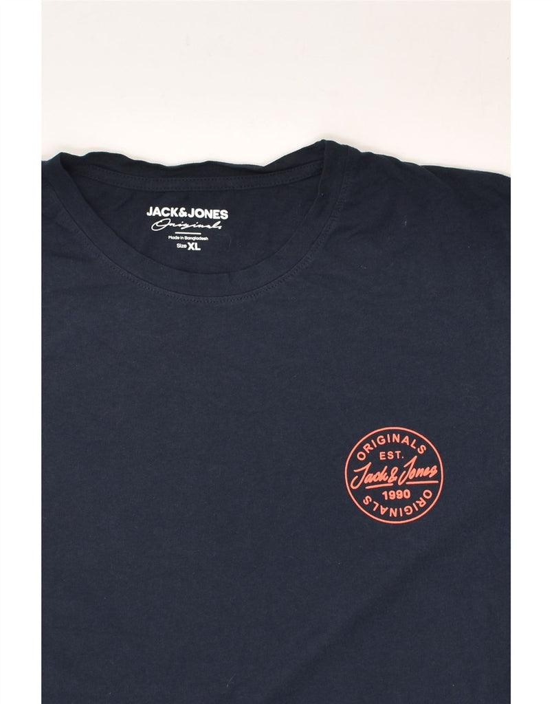 JACK & JONES Mens Graphic T-Shirt Top XL Navy Blue Cotton | Vintage Jack & Jones | Thrift | Second-Hand Jack & Jones | Used Clothing | Messina Hembry 