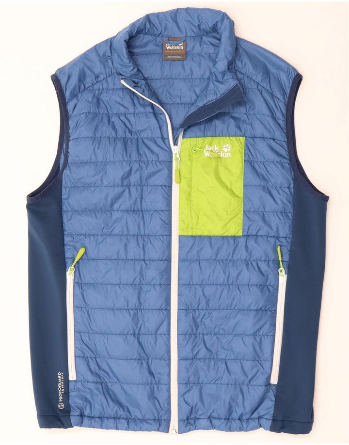 JACK WOLFSKIN Mens Padded Gilet UK 40 Large Blue Colourblock Polyester