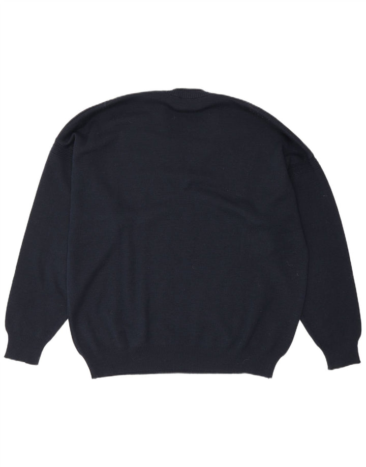 Il Granchio Mens V-Neck Jumper Sweater XL Navy Blue Wool