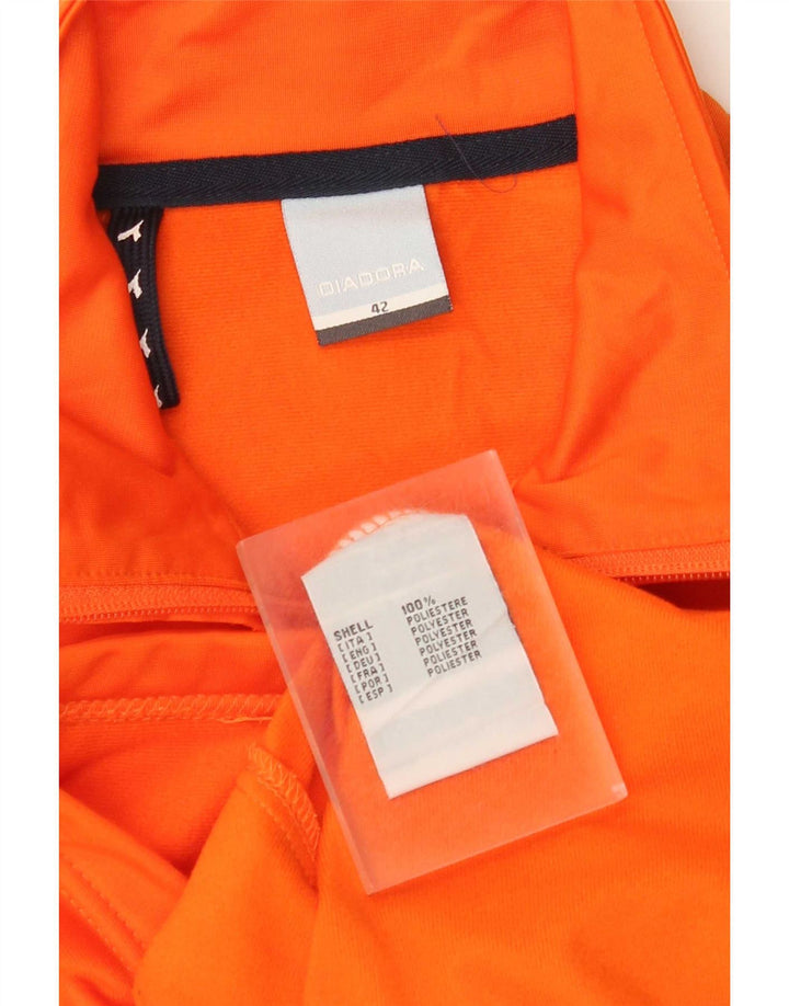 Diadora Womens Graphic Tracksuit Top Jacket IT 42 Medium Orange Polyester