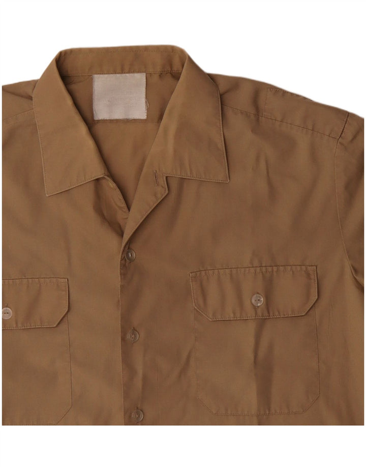 Vintage Mens Short Sleeve Shirt Large Beige