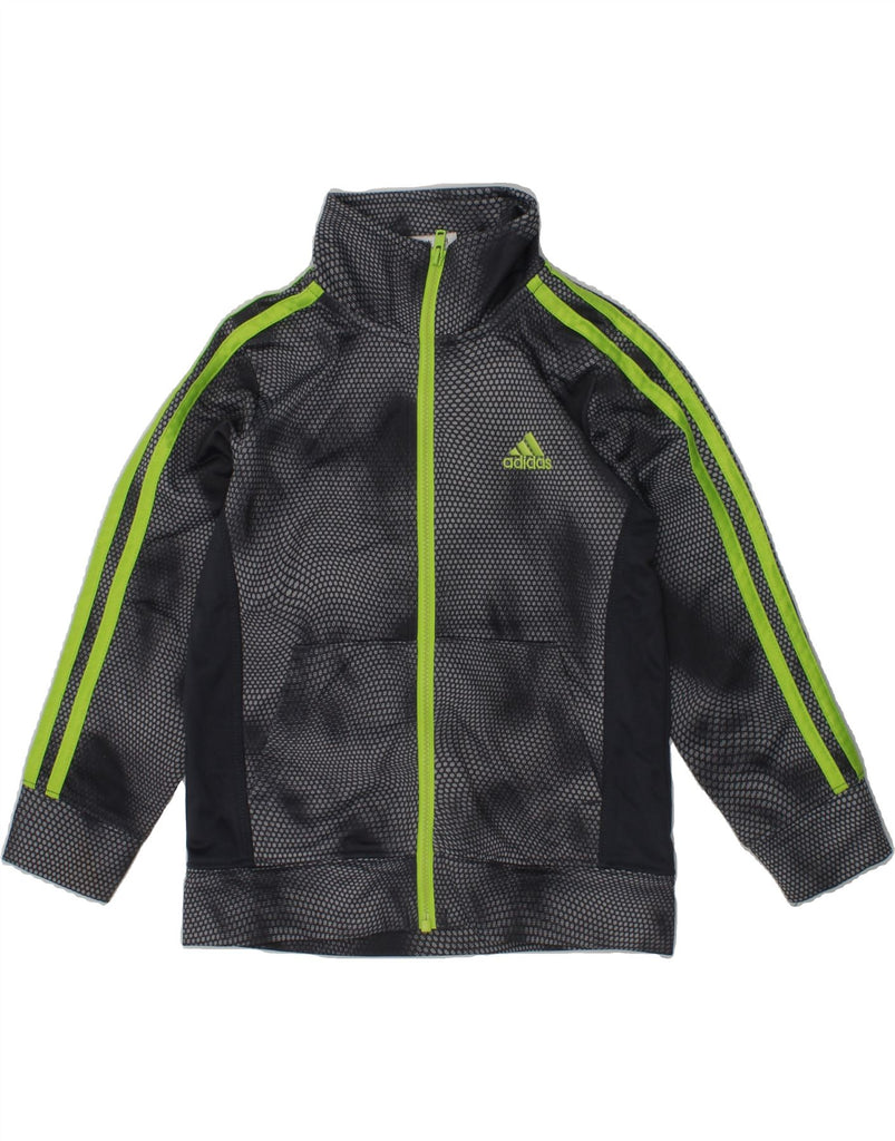 ADIDAS Boys Tracksuit Top Jacket 3-4 Years Grey Spotted Polyester | Vintage Adidas | Thrift | Second-Hand Adidas | Used Clothing | Messina Hembry 