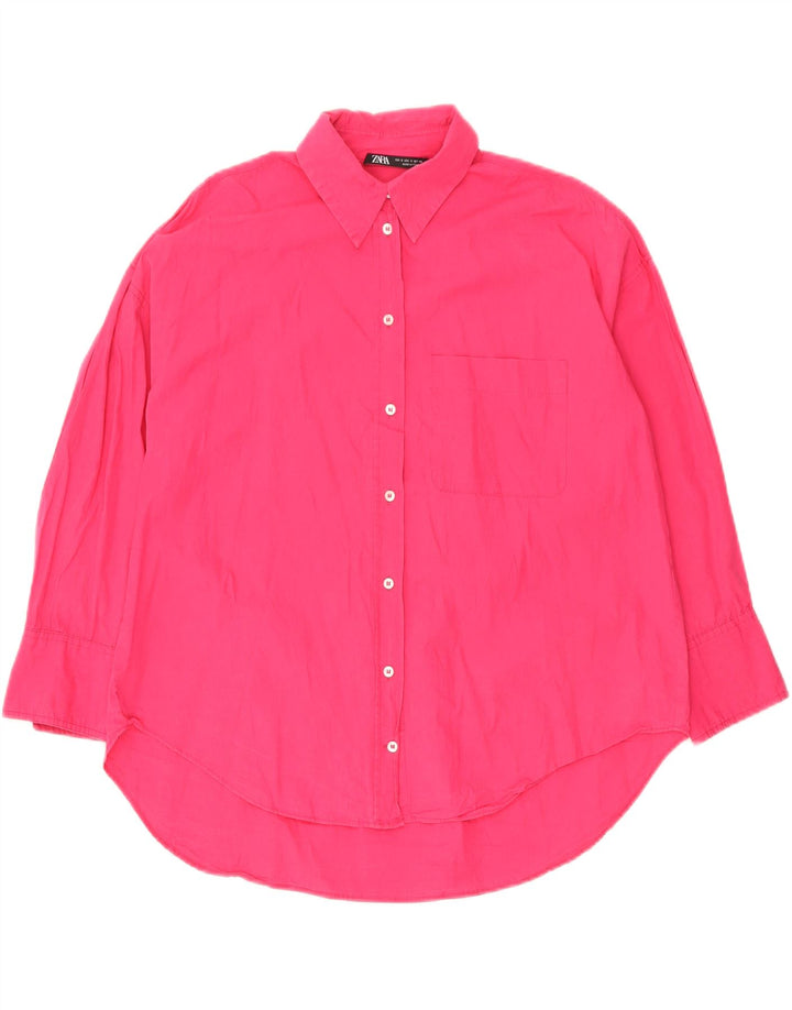 Zara Womens Oversized Shirt UK 10 Small Pink Cotton