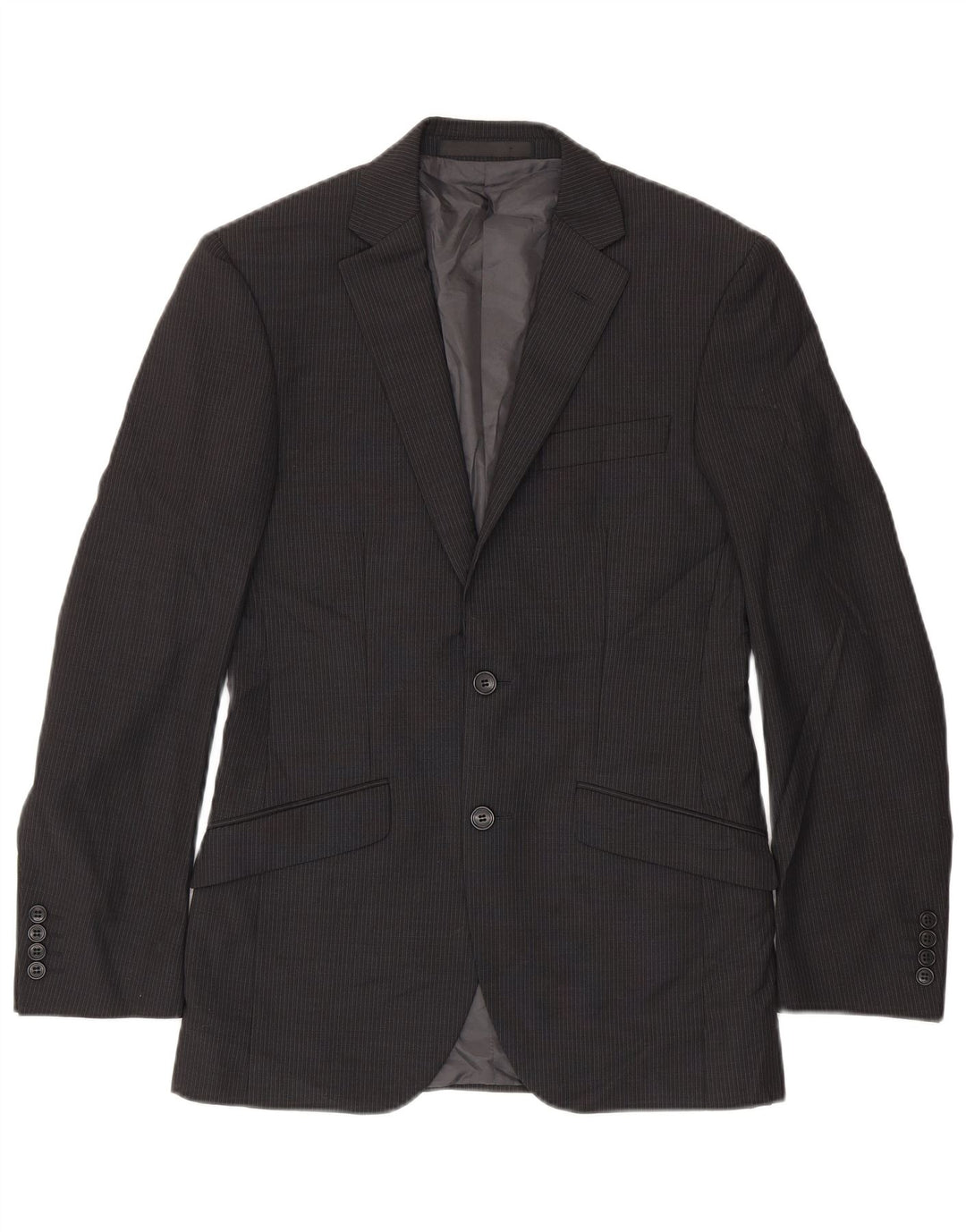 Marks & Spencer Mens 2 Button Blazer Jacket UK 38 Medium Grey Pinstripe