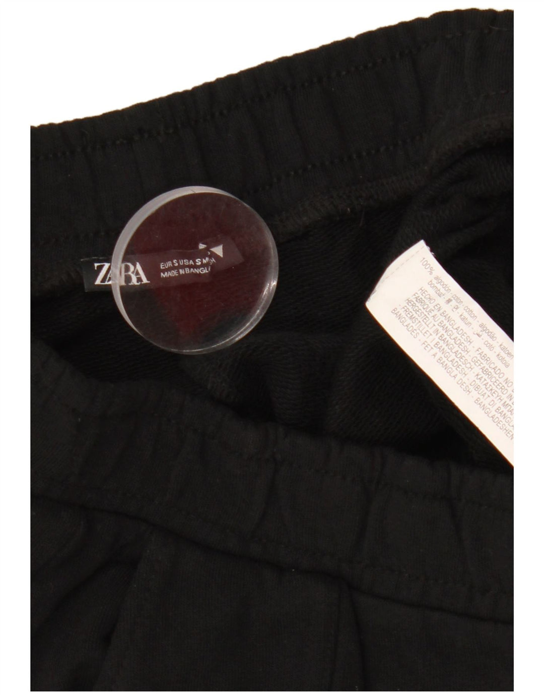 Zara Womens Cargo Tracksuit Trousers UK 10 Small Black Cotton