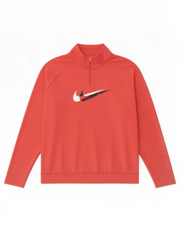 Nike Womens Dri Fit Zip Neck Pullover Tracksuit Top UK 18 XL Pink Polyester
