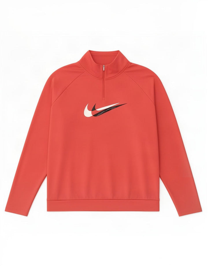 Nike Womens Dri Fit Zip Neck Pullover Tracksuit Top UK 18 XL Pink Polyester