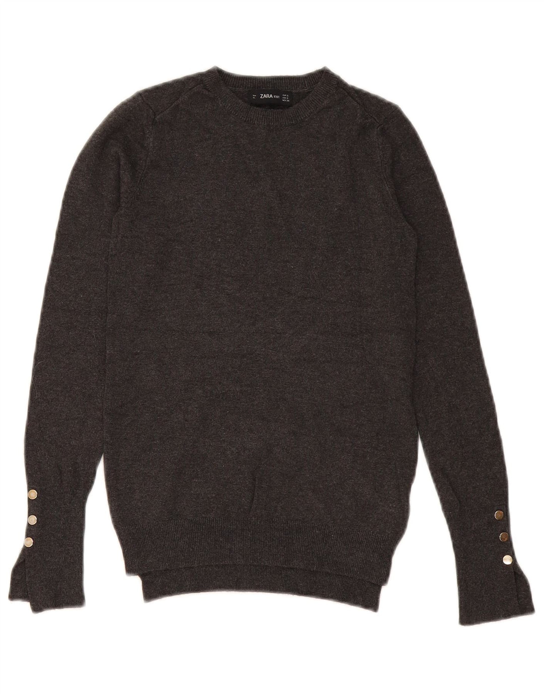 Zara Womens Crew Neck Jumper Sweater UK 10 Small Grey Viscose