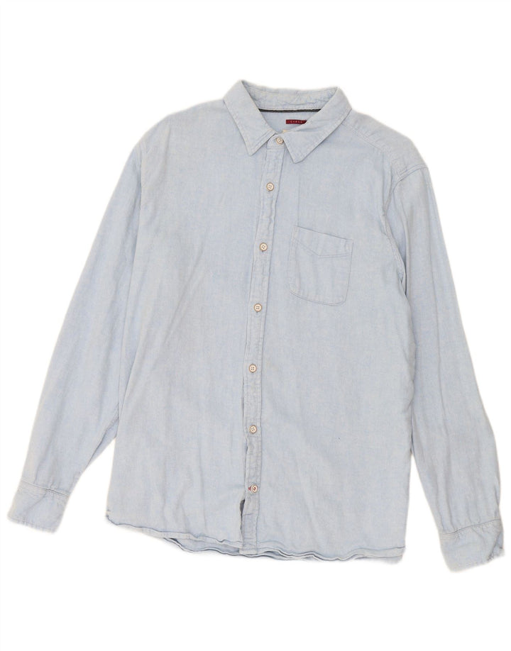 Fat Face Mens Flannel Shirt Large Blue Linen