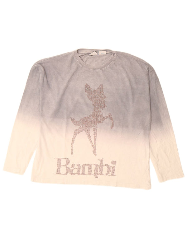 Zara Girls Graphic Top Long Sleeve 11-12 Years Grey Colourblock Cotton