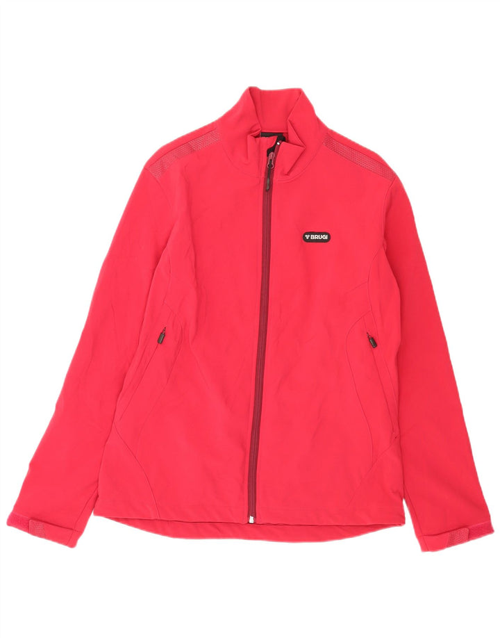 Brugi Womens Tracksuit Top Jacket UK 14 Large Red Polyester Sports